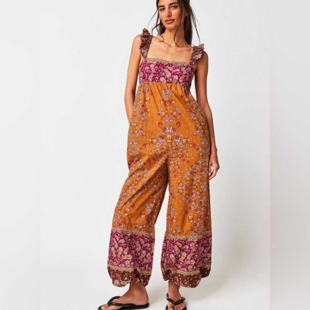 Free People Bali Albright Jumpsuit NWOT Size S Go… - image 1