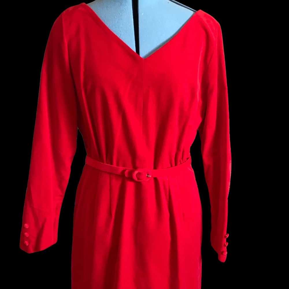 Vintage 1960’s Red Velvet Cocktail Dress - image 2