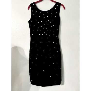 Ms Chaus Rhinestone Black Sheath Dress