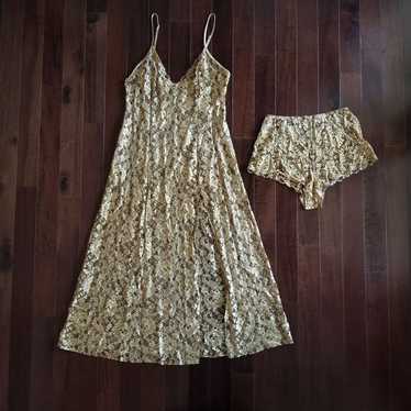 VTG Y2K VICTORIA'S Secret Gold Lace Gown