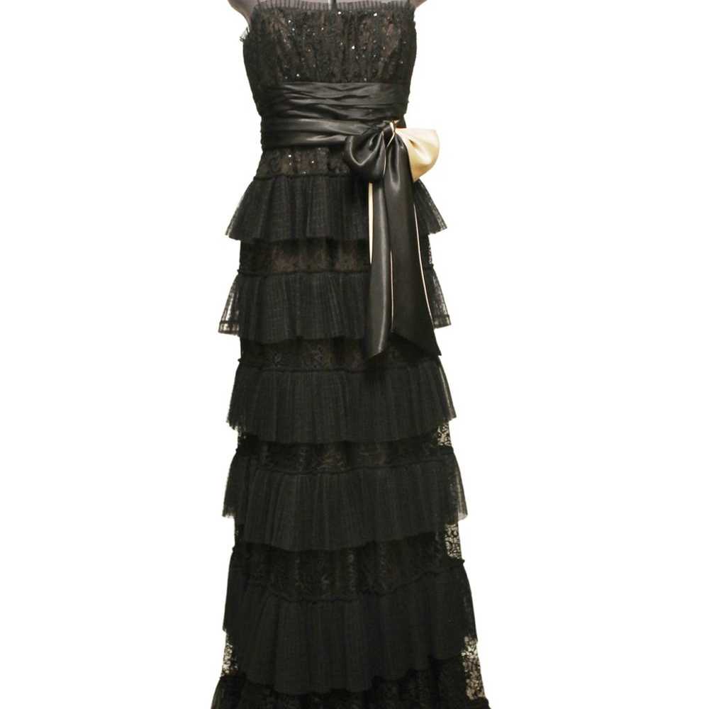 Vintage BCBGMAXAZRIA - Black Lace Ruffled Ballgown - image 1