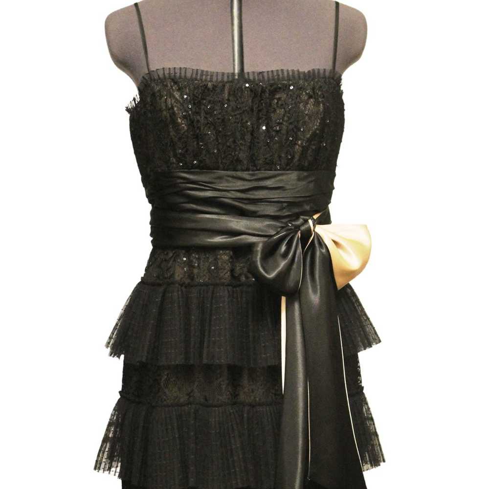 Vintage BCBGMAXAZRIA - Black Lace Ruffled Ballgown - image 2