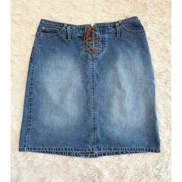 Faded Glory 90’s/Y2K No Waistband Lace Up Denim S… - image 1