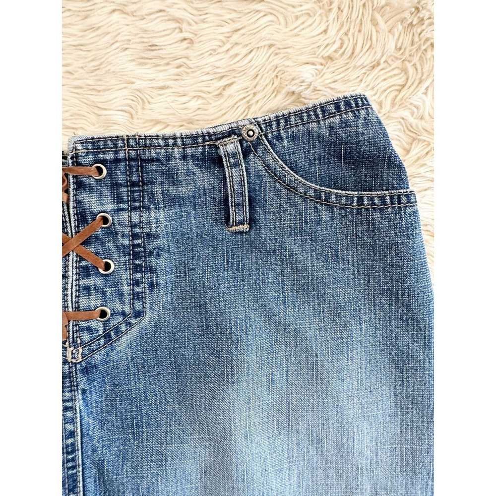 Faded Glory 90’s/Y2K No Waistband Lace Up Denim S… - image 7