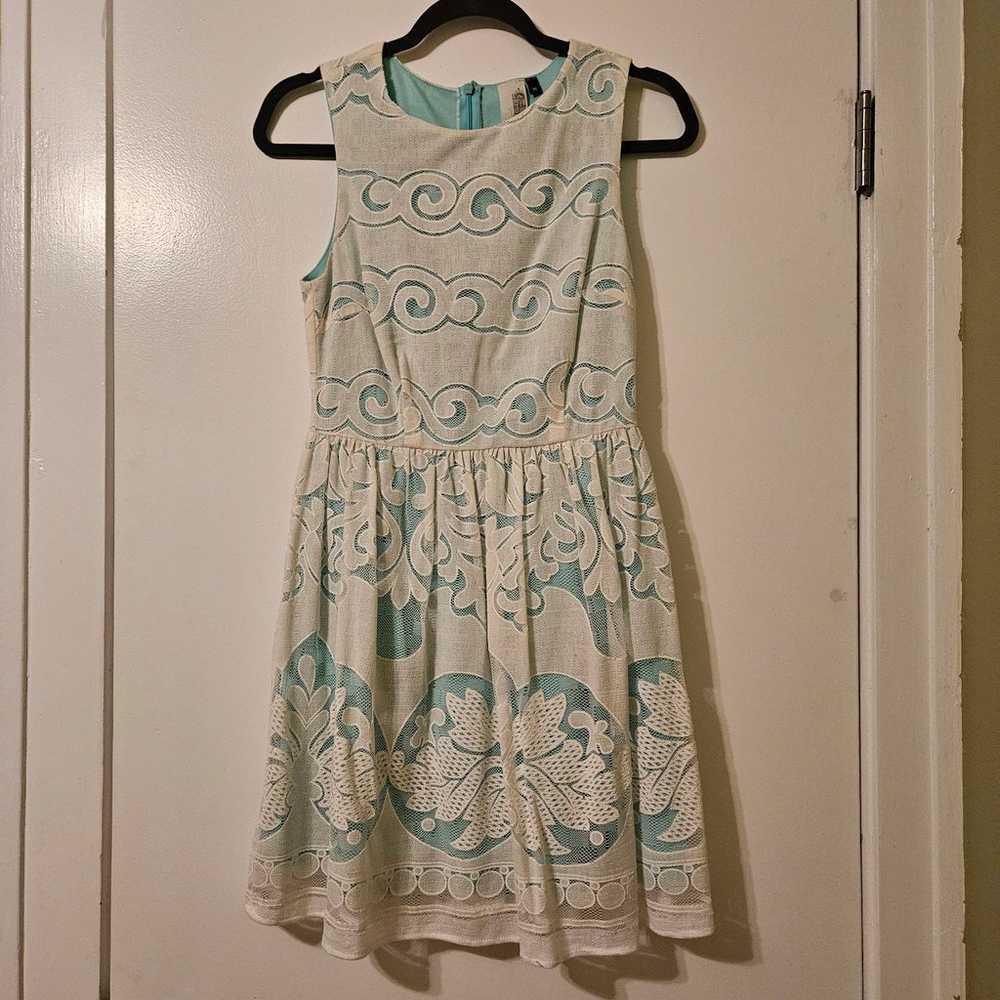 Mint green and ivory lace dress - image 1