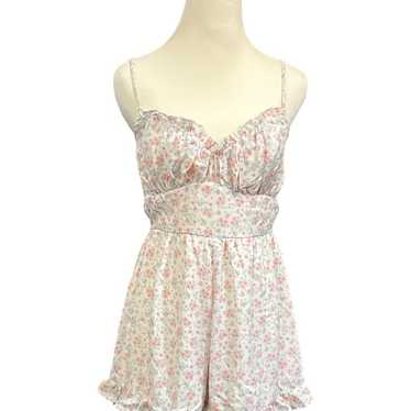 TRIXXI Womens Romper White w/Pink Floral Spaghett… - image 1