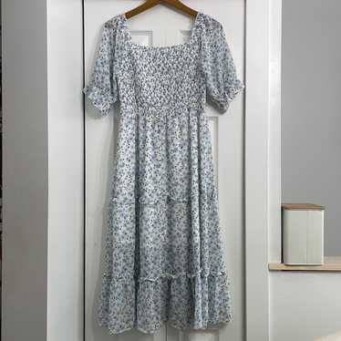 Blue Floral Midi Dress - image 1