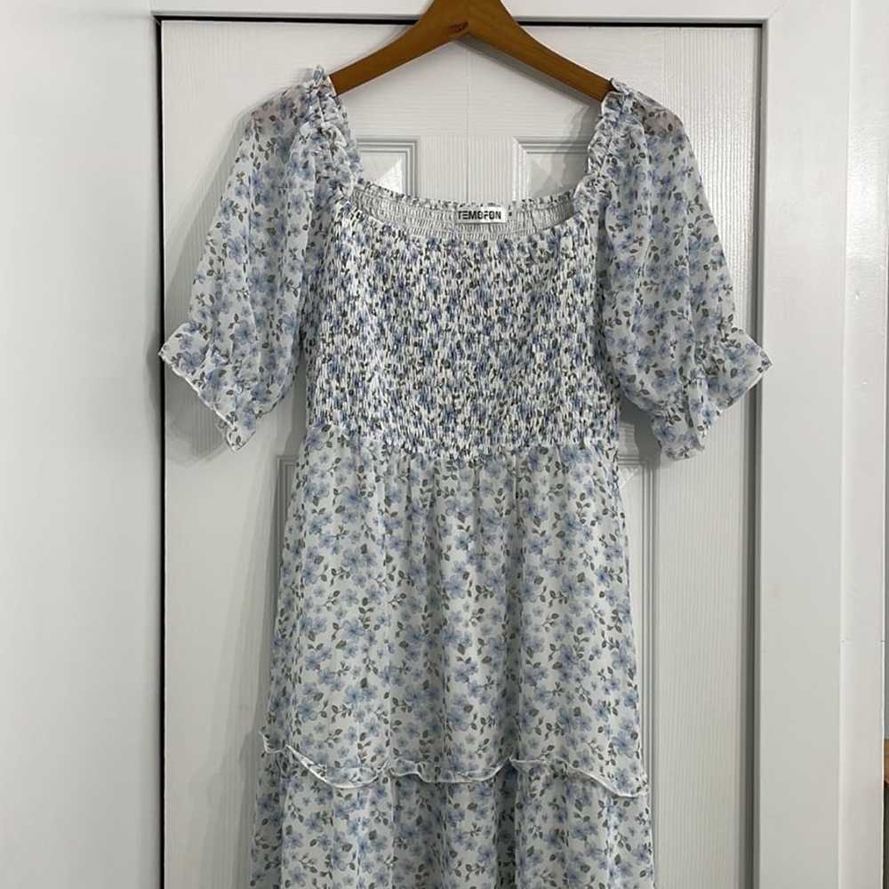 Blue Floral Midi Dress - image 2