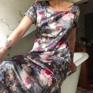 Floral Satin Dress - image 1