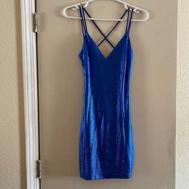 Vintage 90s Bodycon Spaghetti Strap Open Back Roy… - image 1