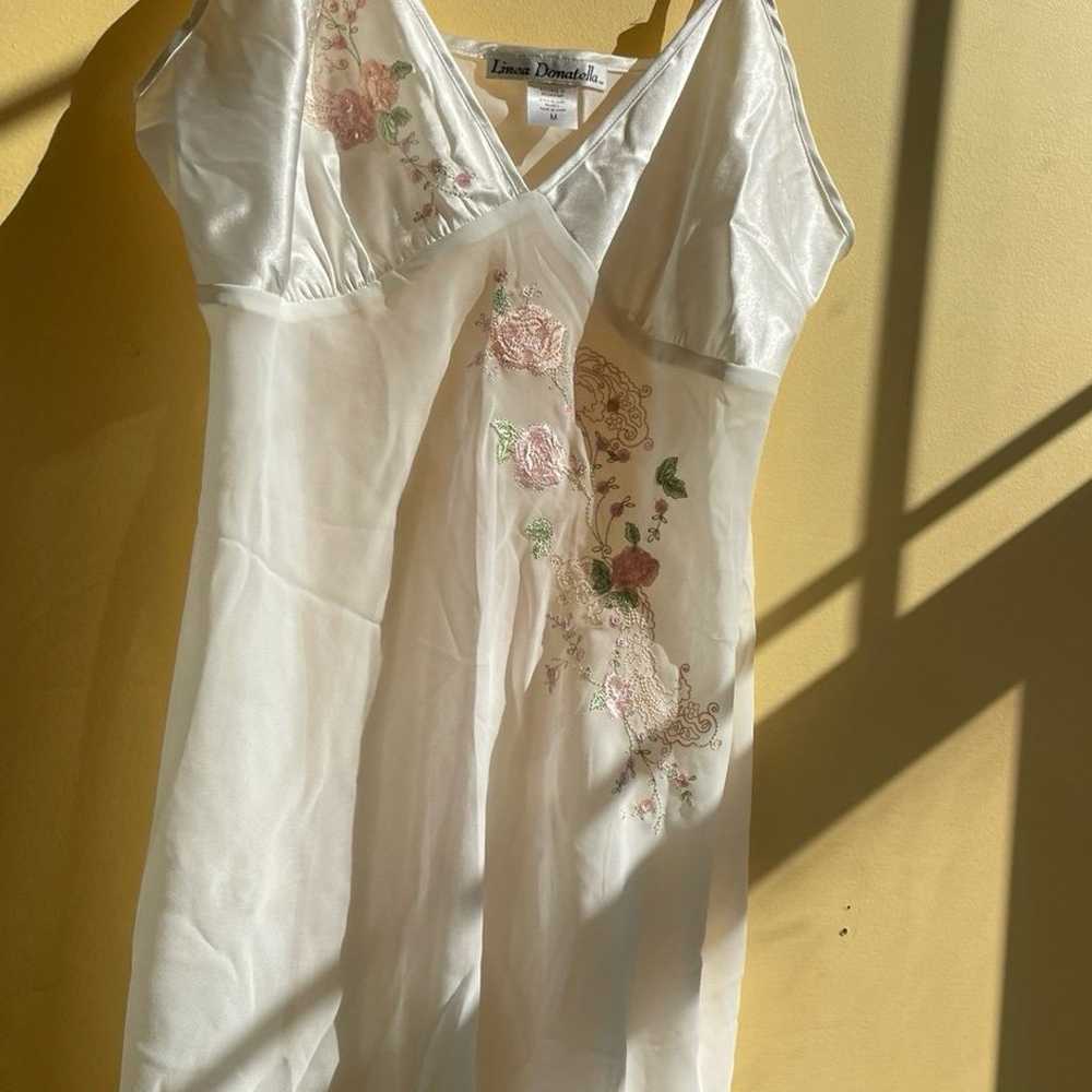 satin nightgown with floral embroidery - image 1