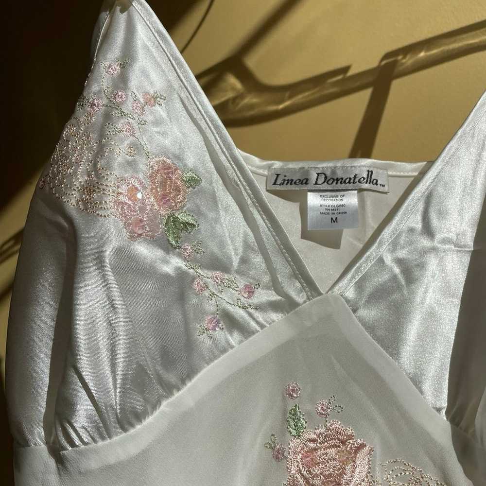 satin nightgown with floral embroidery - image 2