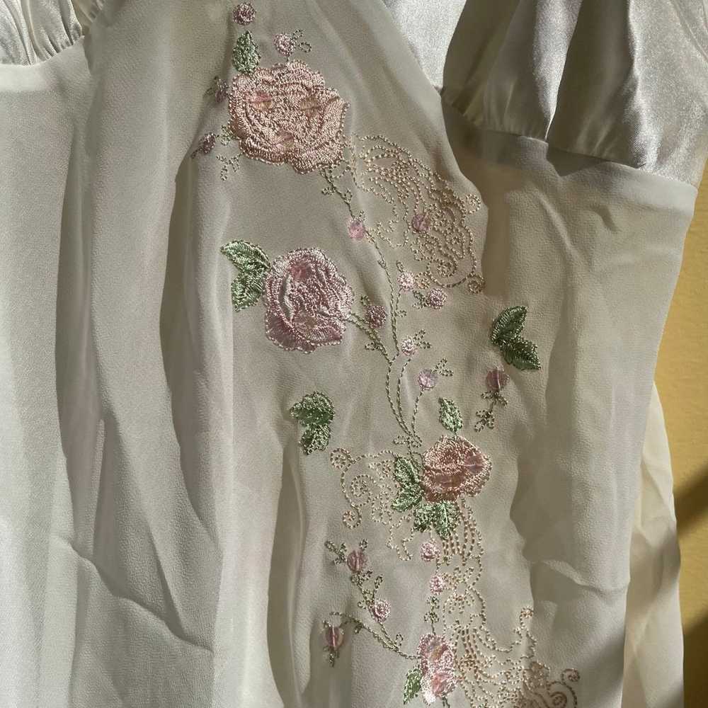 satin nightgown with floral embroidery - image 3