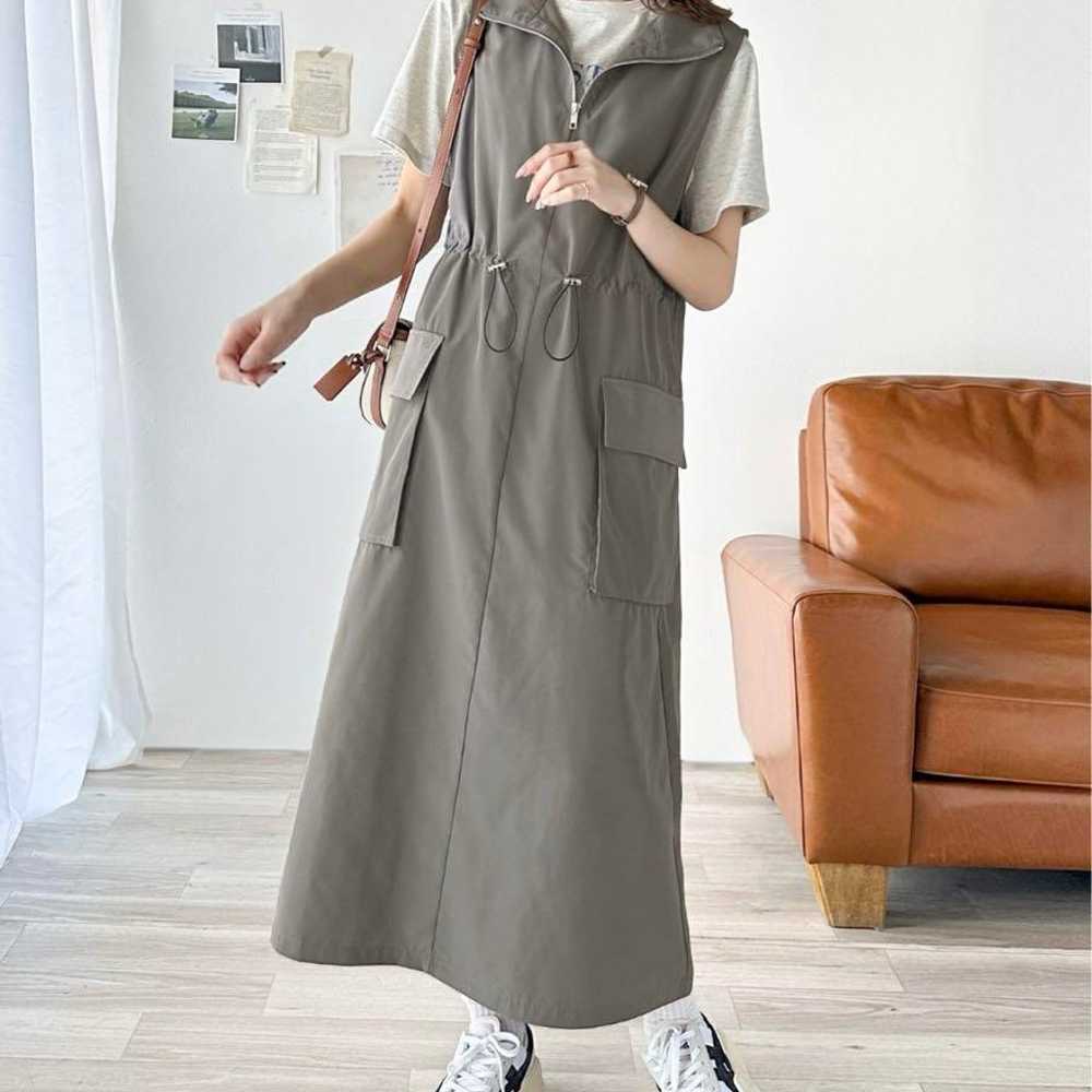 jaVa sleeveless long dress M gray - image 5