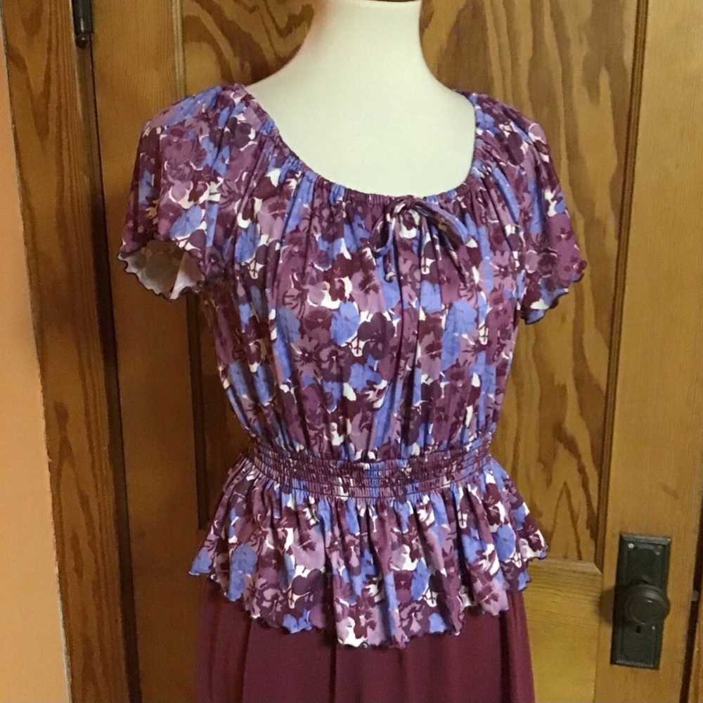 Vintage 70s floral peplum polyester dress - image 5