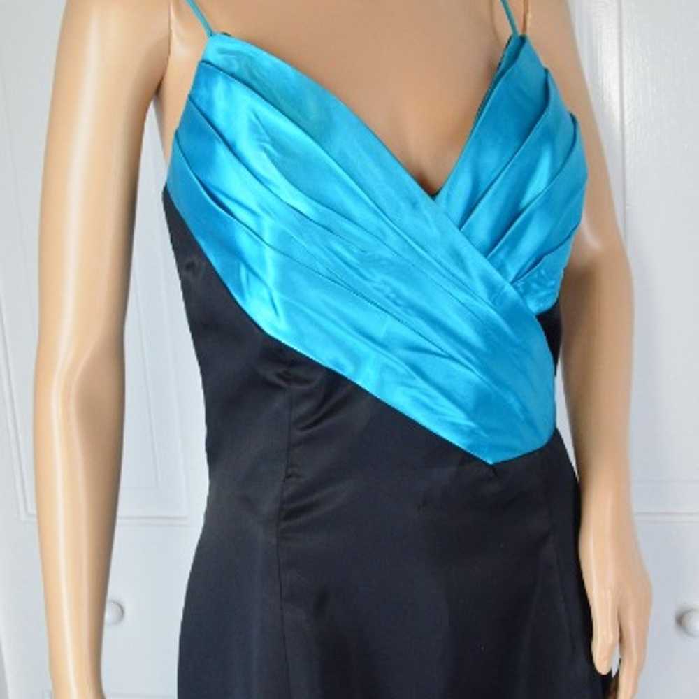 VTG Roberta Black Turquoise Color Block Plunging … - image 6