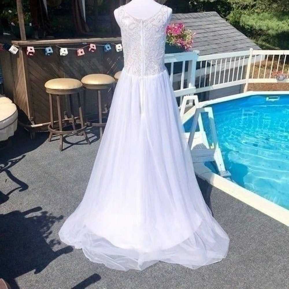 Wedding Dress Custom Beaded Sheer Back Full Skirt… - image 5