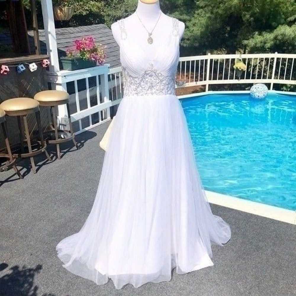 Wedding Dress Custom Beaded Sheer Back Full Skirt… - image 8