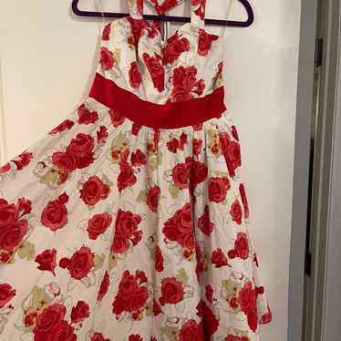 Hearts and Roses red floral swing dress