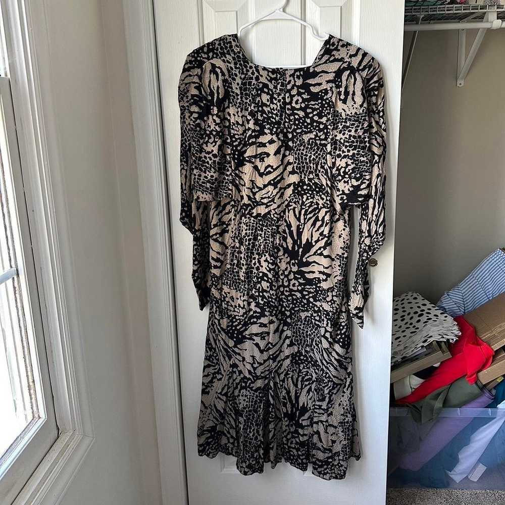 Black Bat Sleeve Animal Print Dress DORMAN VINTAGE - image 2