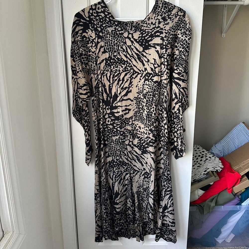 Black Bat Sleeve Animal Print Dress DORMAN VINTAGE - image 3