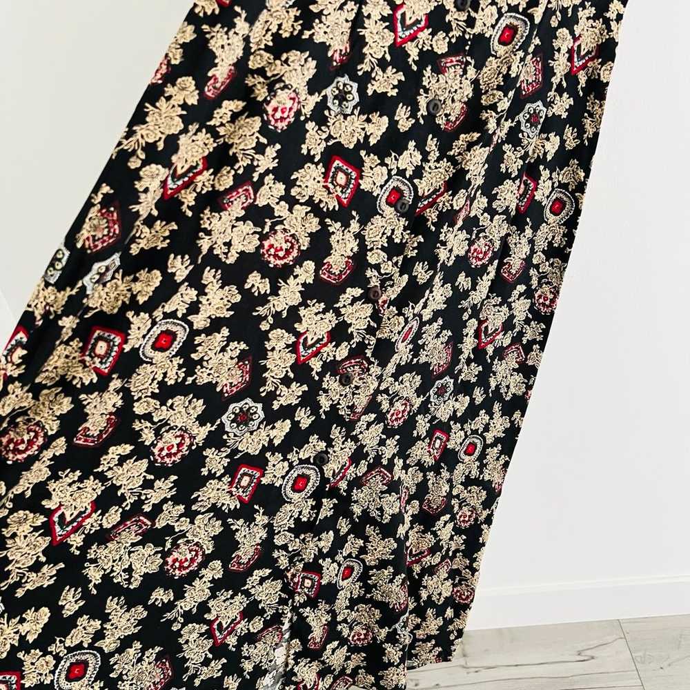 Vintage 90s CTME Black Floral Maxi Dress 8 - image 3