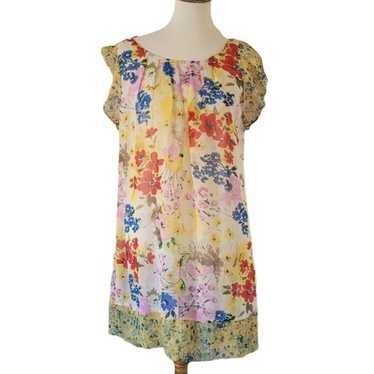 Vintage - Handmade Floral Patchwork Sheer Shift Dr