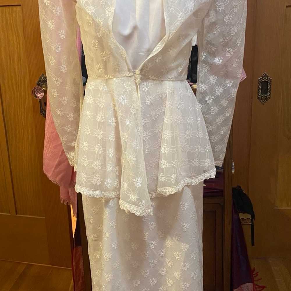 1980s M size vintage cream dress - image 1