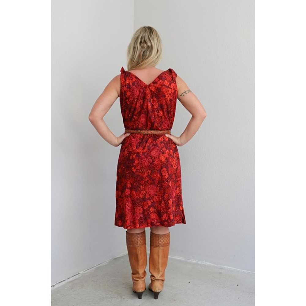 1970's Vintage Crimson Floral Terry Cloth Sundres… - image 5