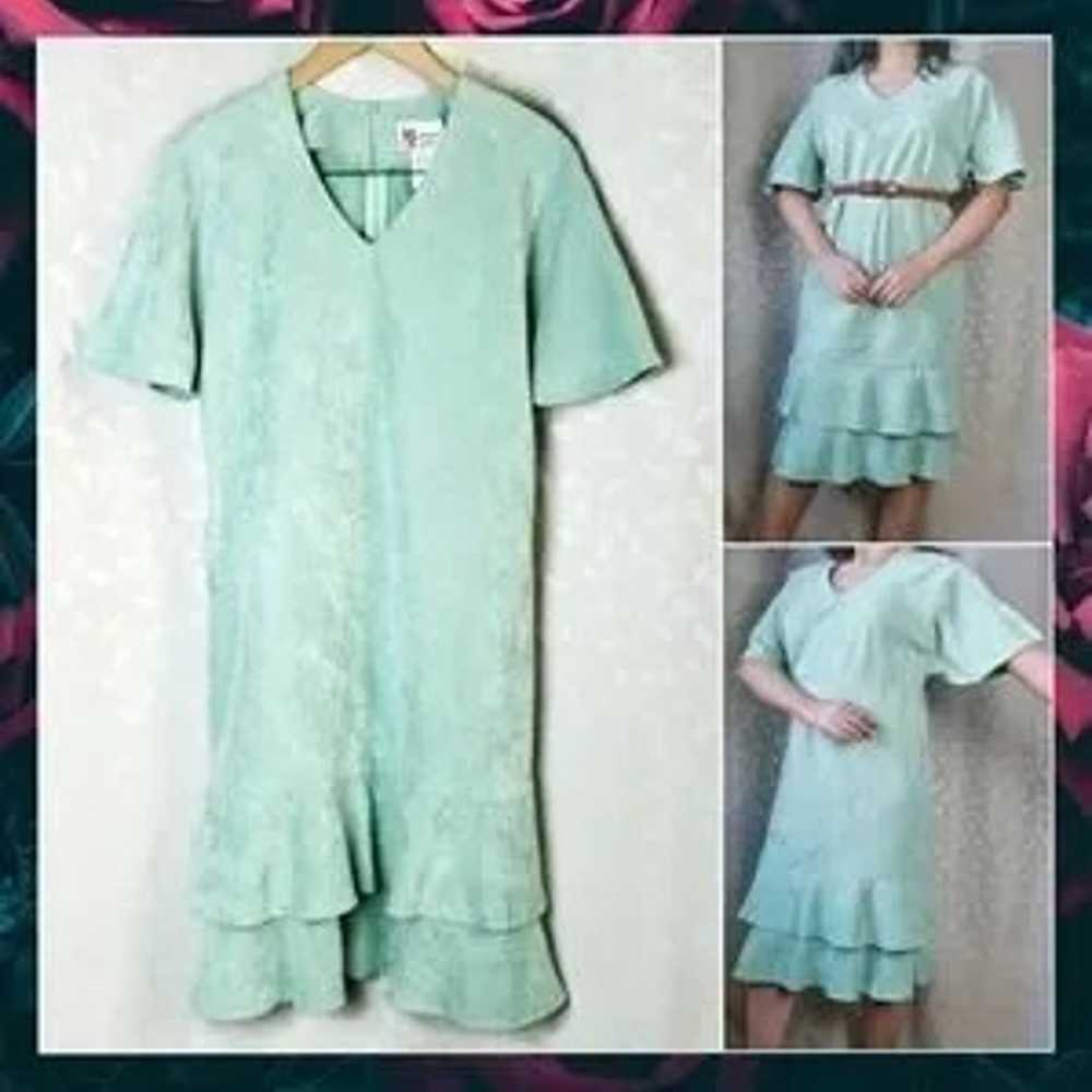 Flutter Sleeve Dress Mint M Vintage - image 1