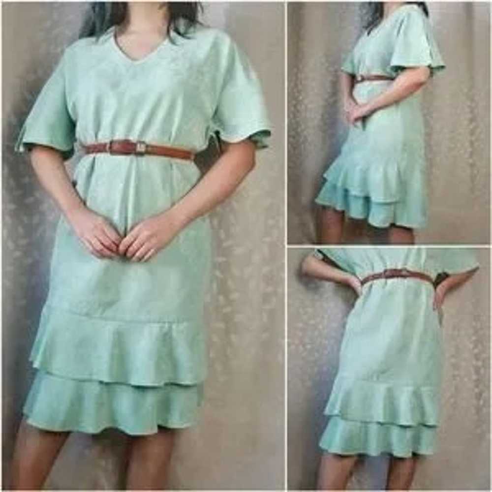 Flutter Sleeve Dress Mint M Vintage - image 2