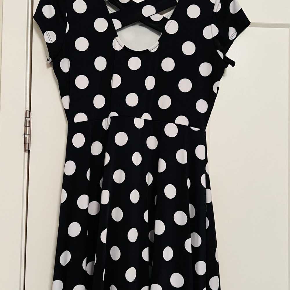 Black White Polka Dot Dress Lg - image 1