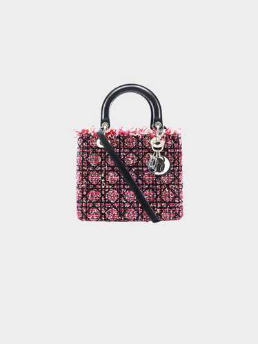 Christian Dior 2011 Pink and Black Tweed Cannage L