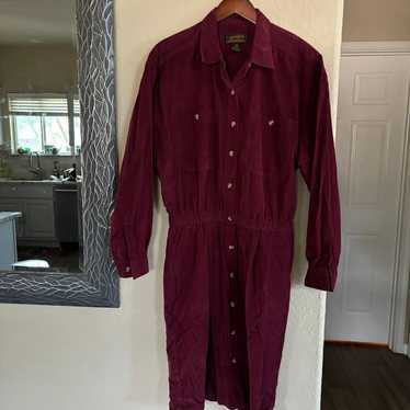 Vintage 90s NWOT Eddie Bauer purple corduroy dres… - image 1