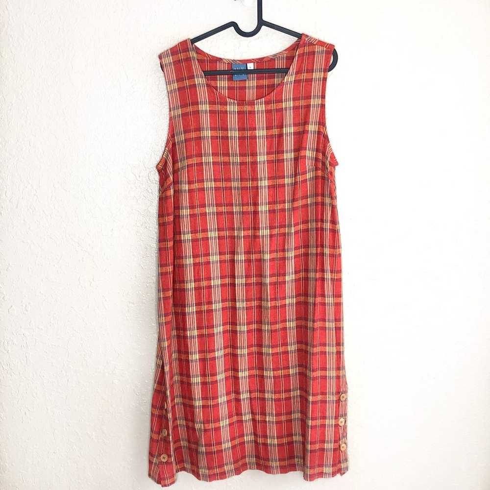 Vintage Ivy Red Plaid Sleeveless Dress - image 1