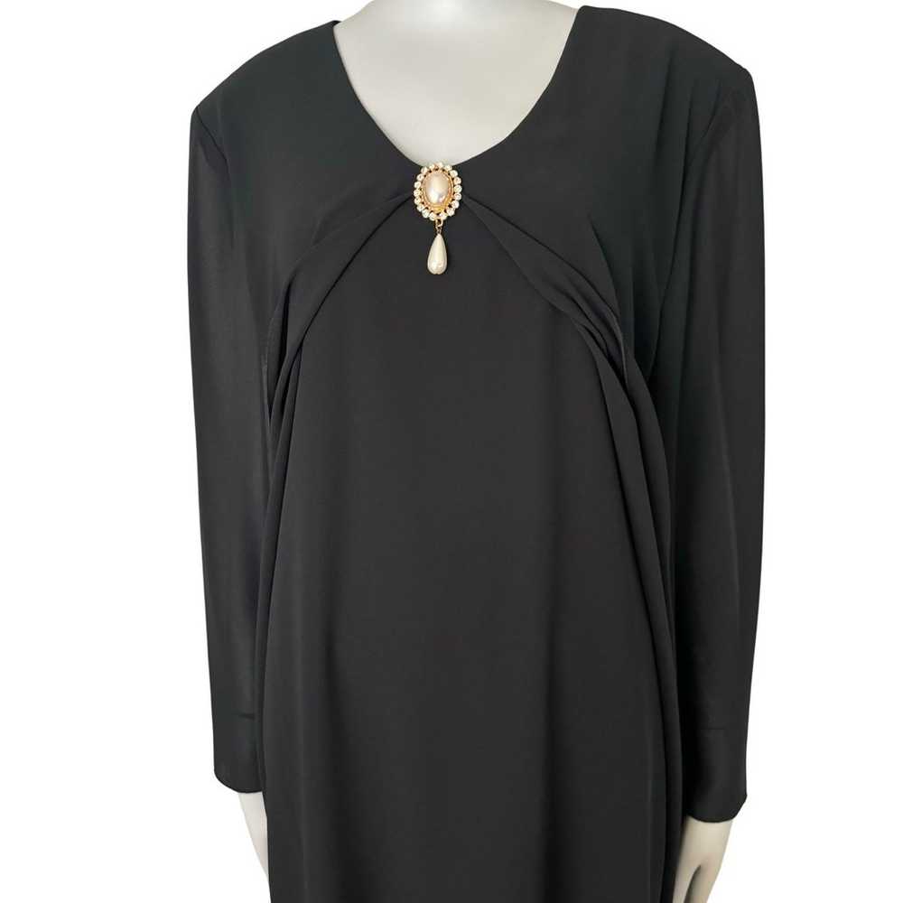 CATTIVA Vintage Crepe Black Formal Long Sleeved D… - image 3