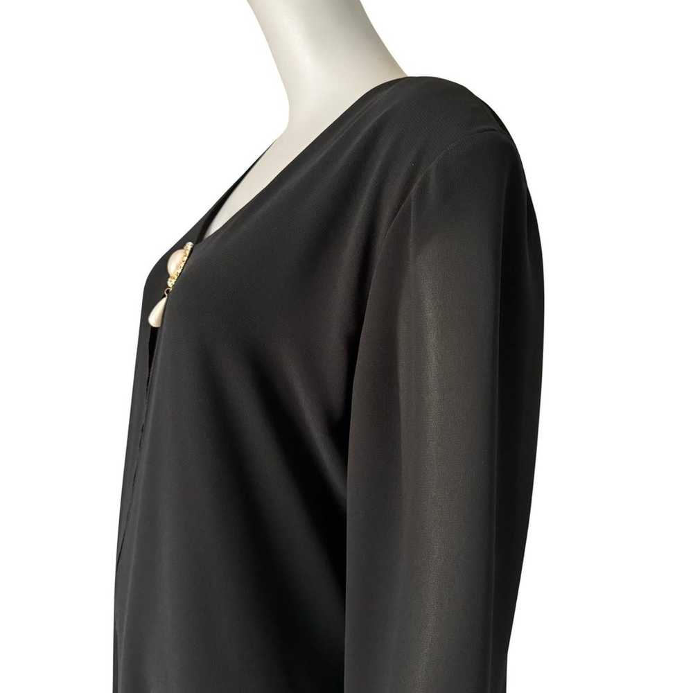 CATTIVA Vintage Crepe Black Formal Long Sleeved D… - image 9