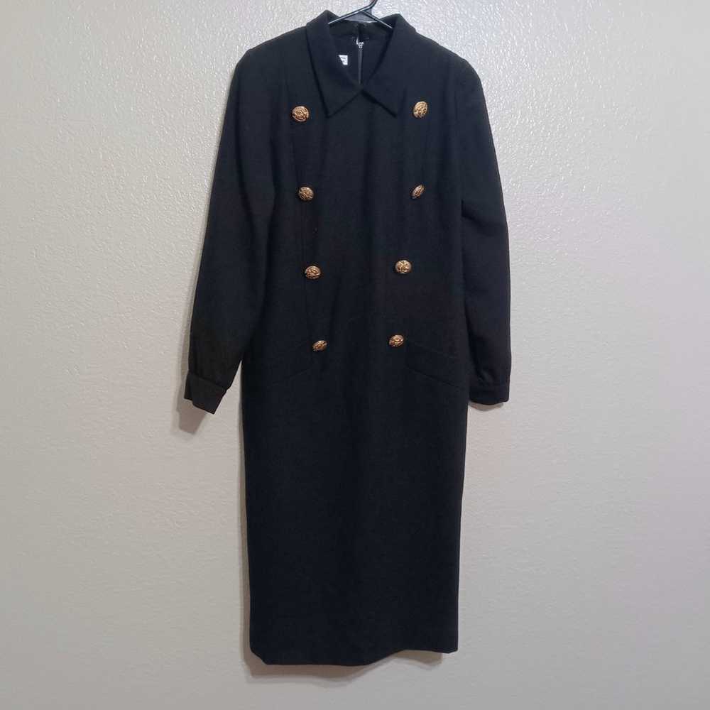 Talbots Vintage Black Military Style Wool Dress G… - image 1