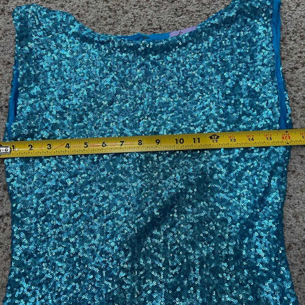 Vintage Open back sequins blue mini dress. Size L - image 8