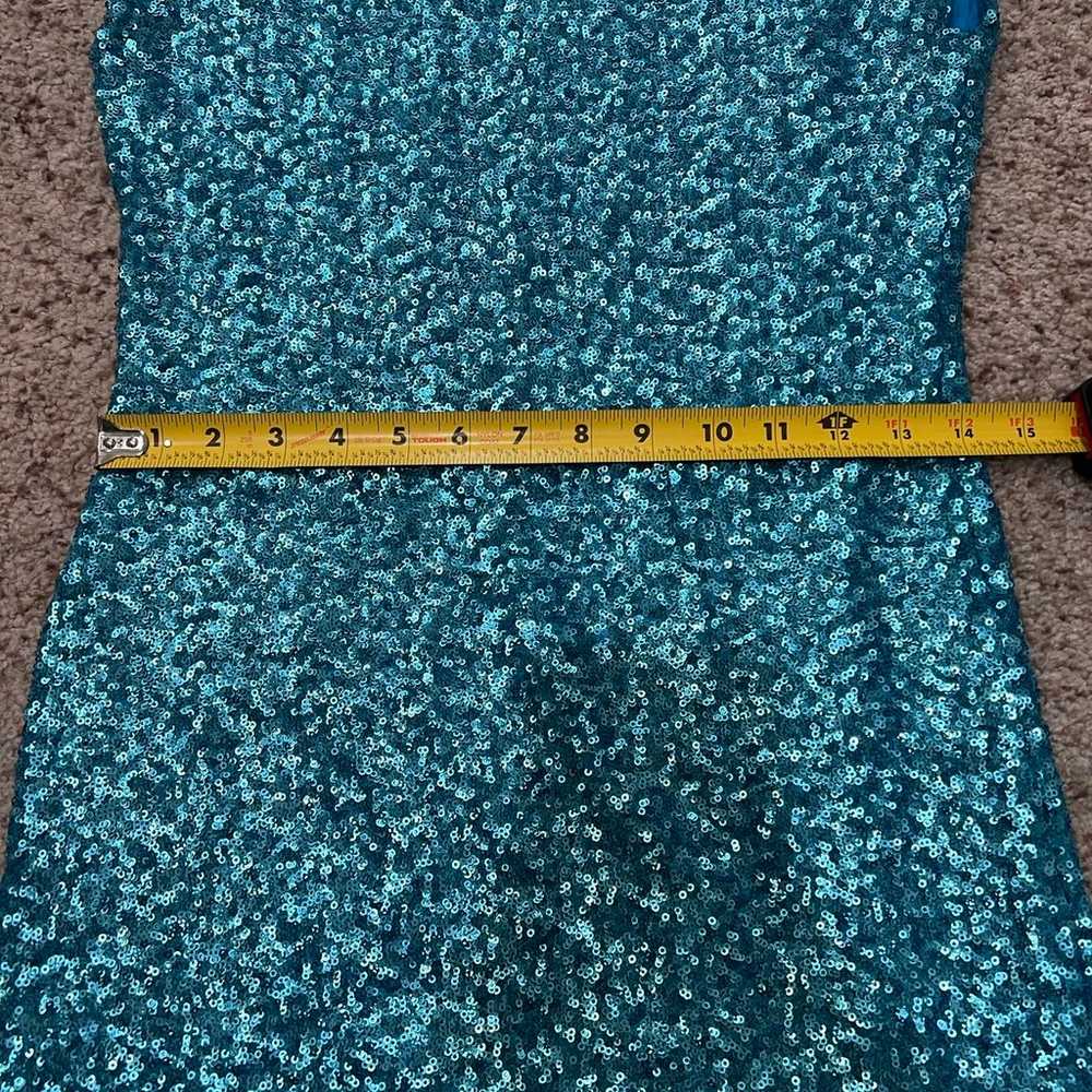 Vintage Open back sequins blue mini dress. Size L - image 9