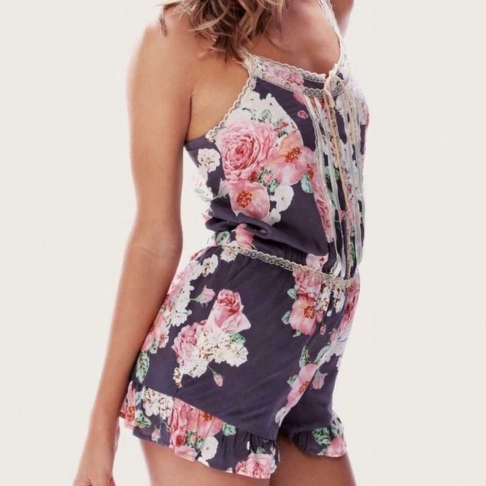 Wildfox Floral Rose Ruffle Lace Romper - image 1