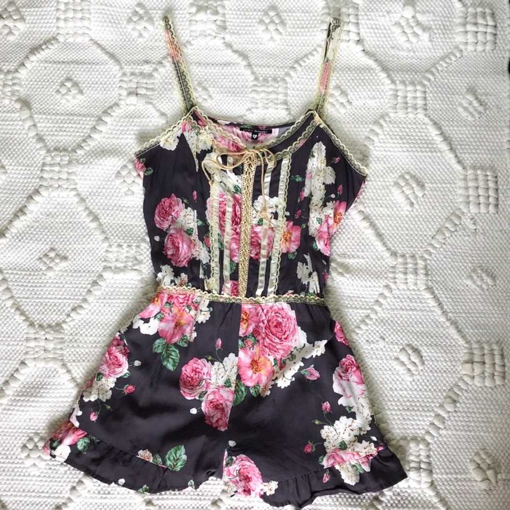 Wildfox Floral Rose Ruffle Lace Romper - image 3