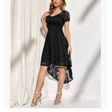 Women's Floral Lace High Low V Neck Dress - image 1