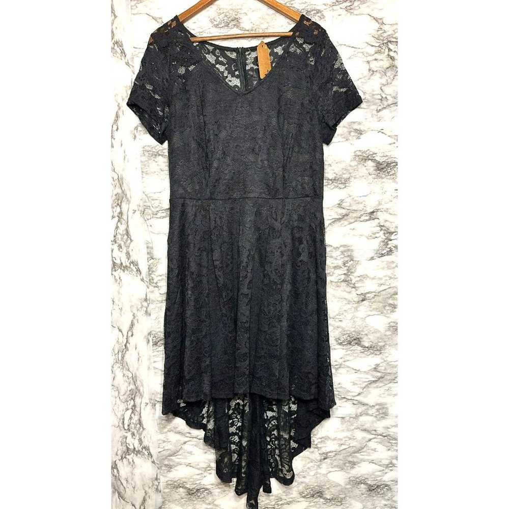 Women's Floral Lace High Low V Neck Dress - image 3