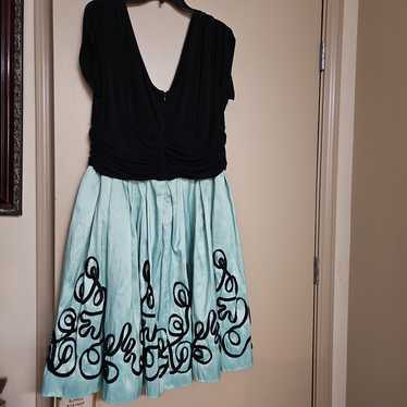 Dress,aqua with black trim