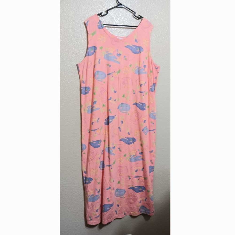 Fresh Produce Peach Blue Cotton Knit Maxi Dress - image 1