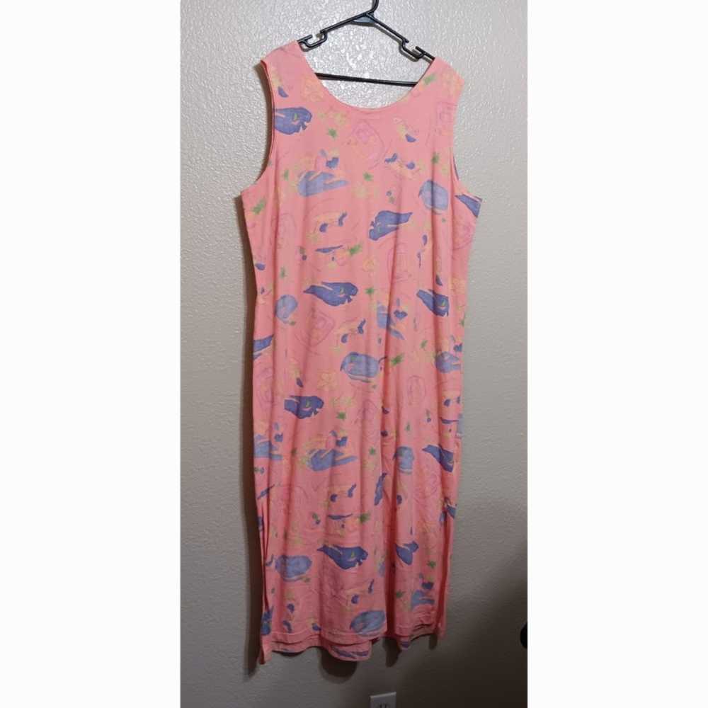 Fresh Produce Peach Blue Cotton Knit Maxi Dress - image 4