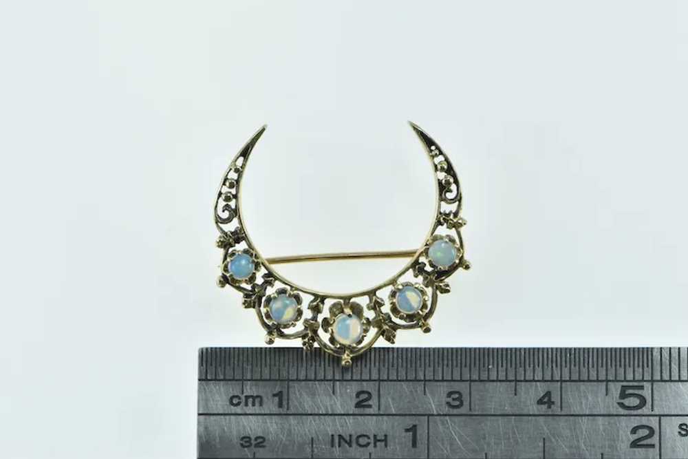 14K Victorian Opal Crescent Moon Vintage Pin/Broo… - image 4