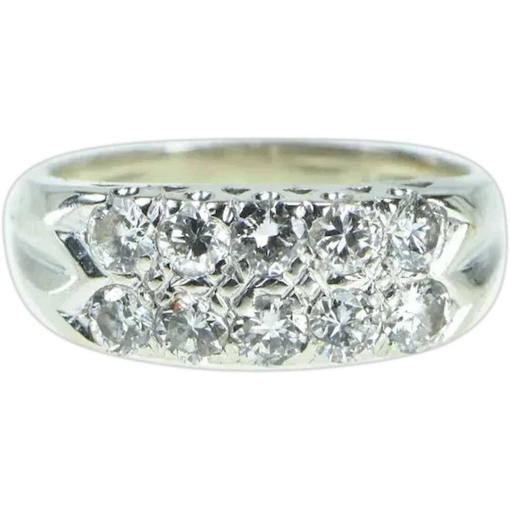 14K 1950's 0.80 Ctw Diamond Vintage Wedding Band … - image 1