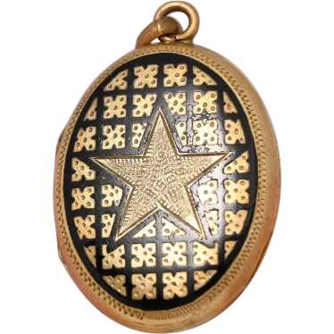 Antique Victorian 5 Point STAR Gold Filled Enamel 